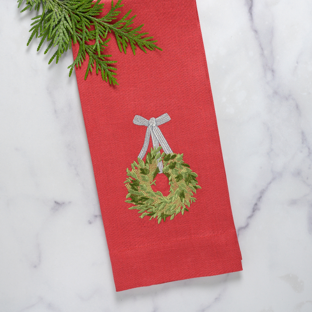 Christmas Wreath Linen Hand Towel