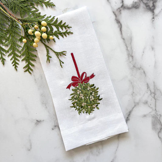 Holiday Garland Linen Hand Towel