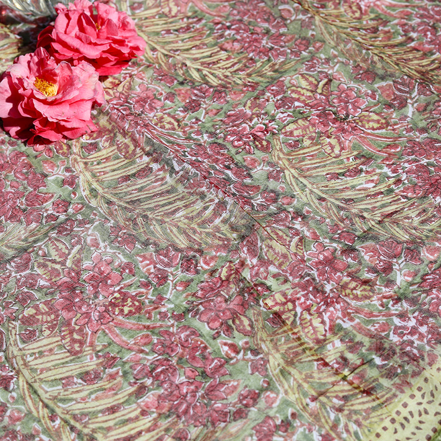 Bougainvilliea Red/Green Organza