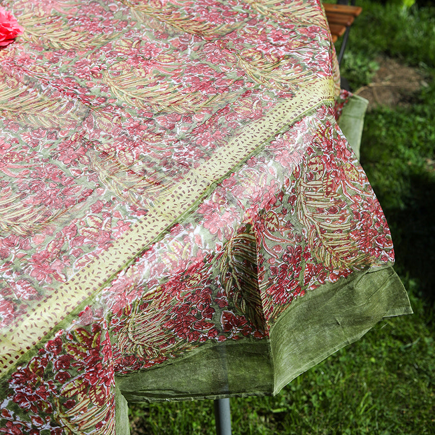 Bougainvilliea Red/Green Organza