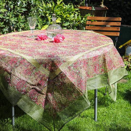 Bougainvilliea Red/Green Organza