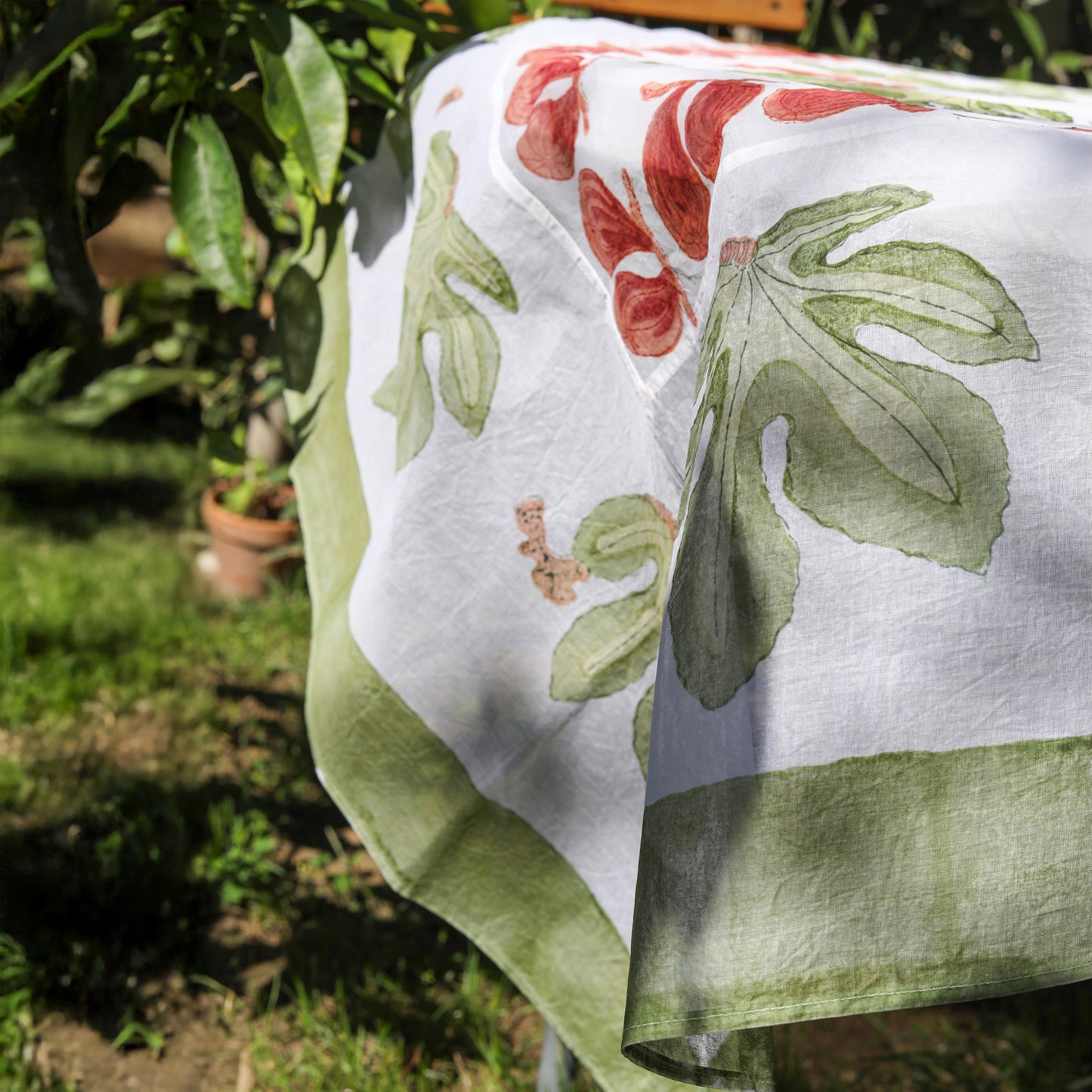Fig Red and Green Organza