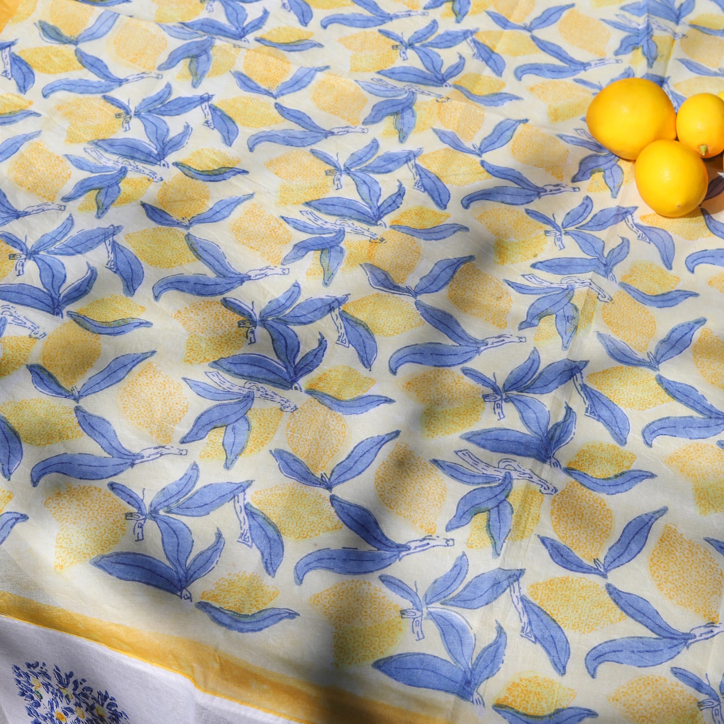Lemon Blue and Yellow Organza