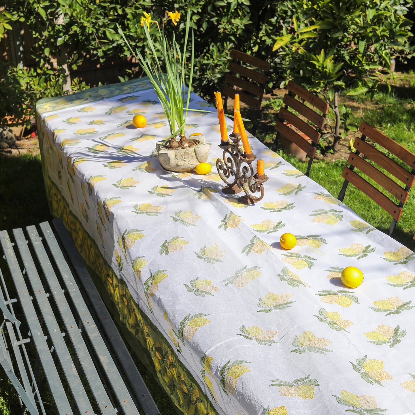 Lemon Green and Yellow Organza