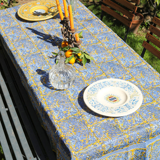 Bougainvilliea Yellow and Blue Organza