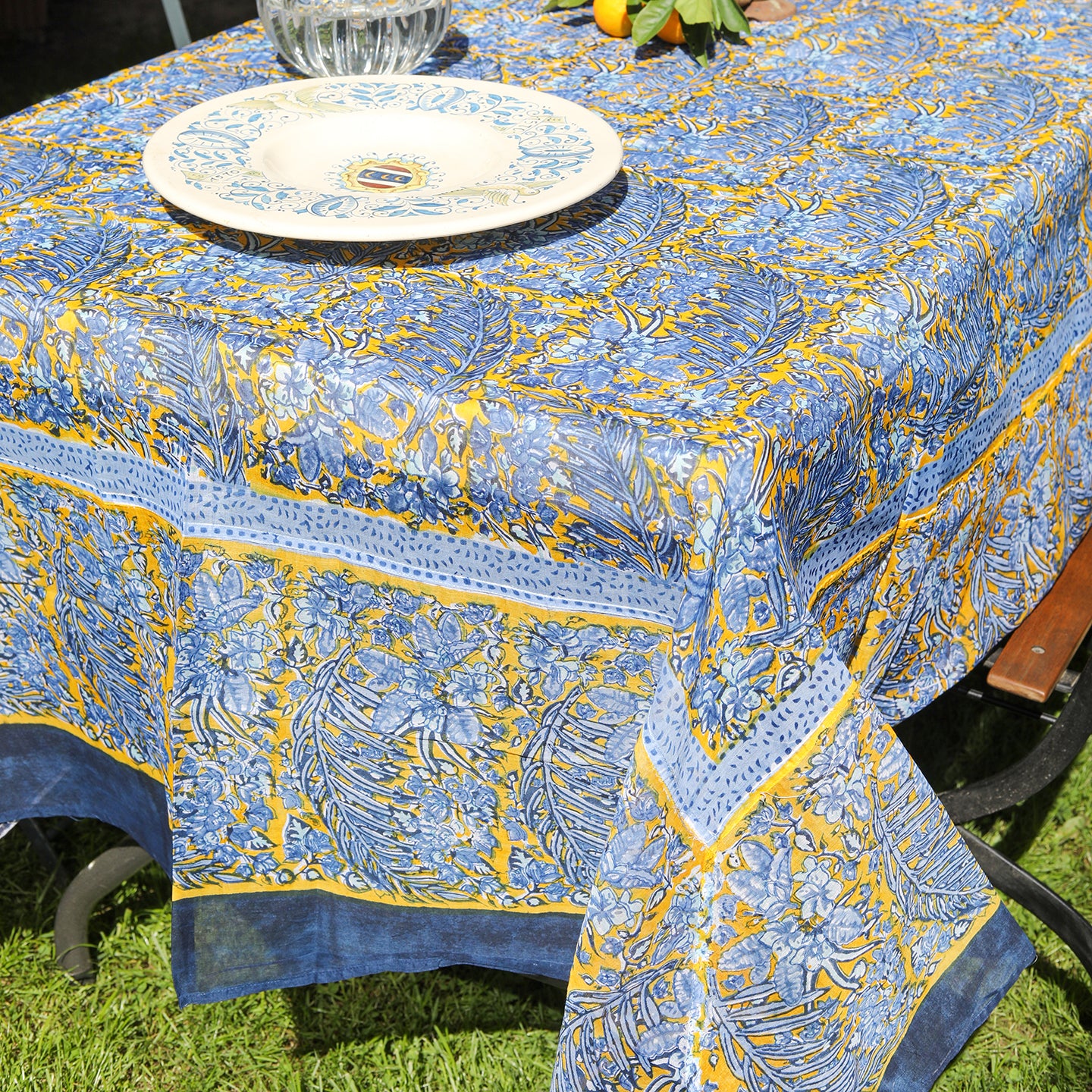 Bougainvilliea Yellow and Blue Organza