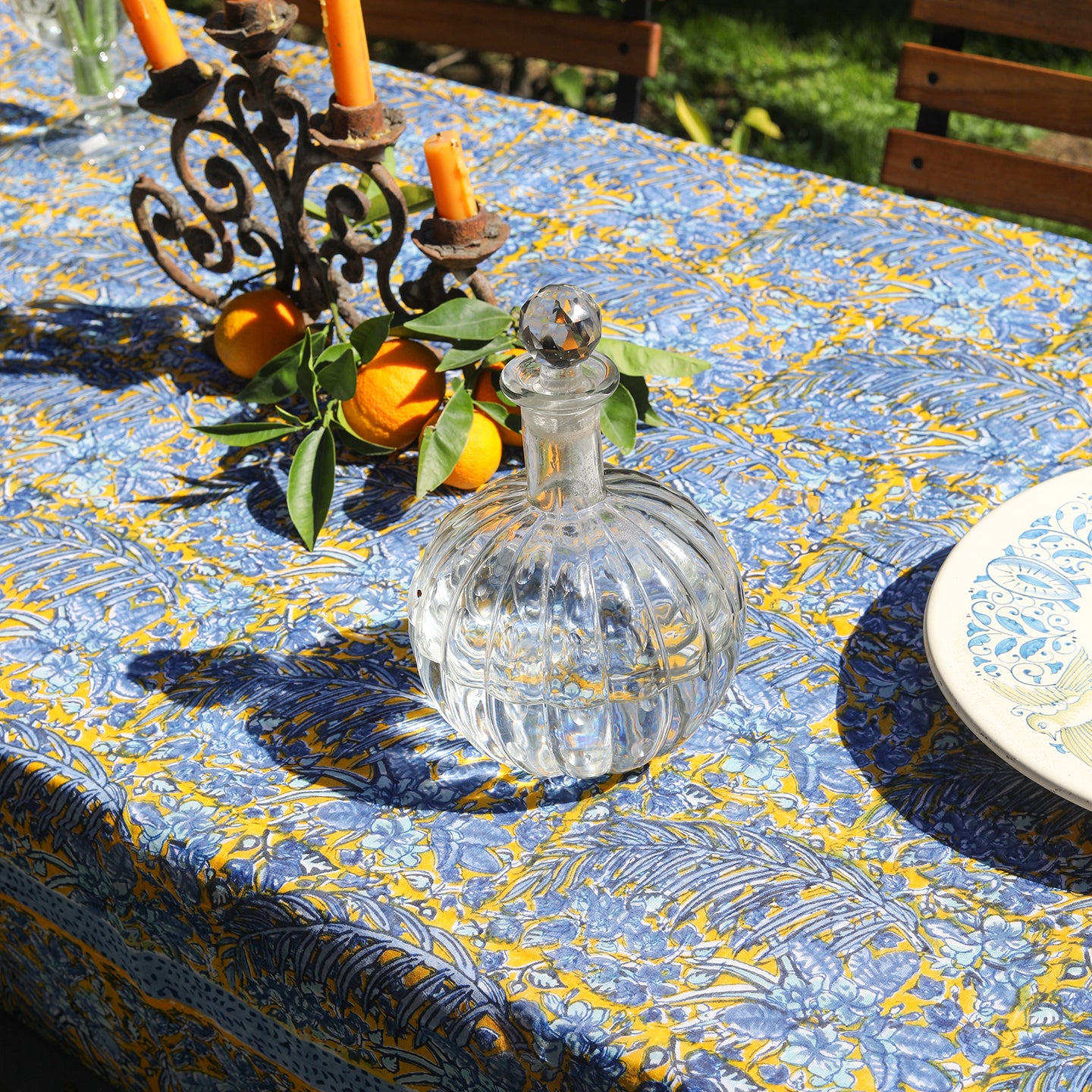 Bougainvilliea Yellow and Blue Organza