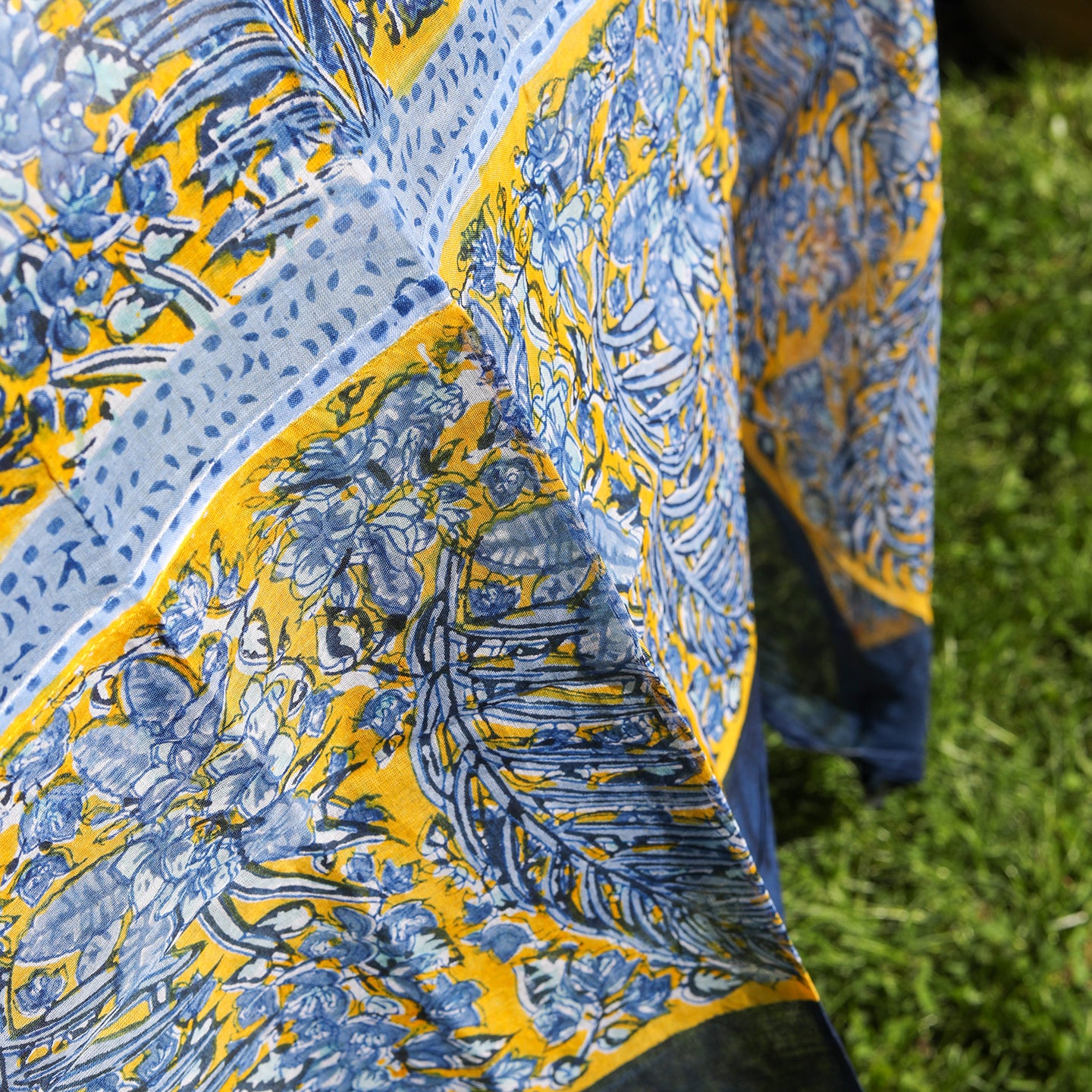 Bougainvilliea Yellow and Blue Organza