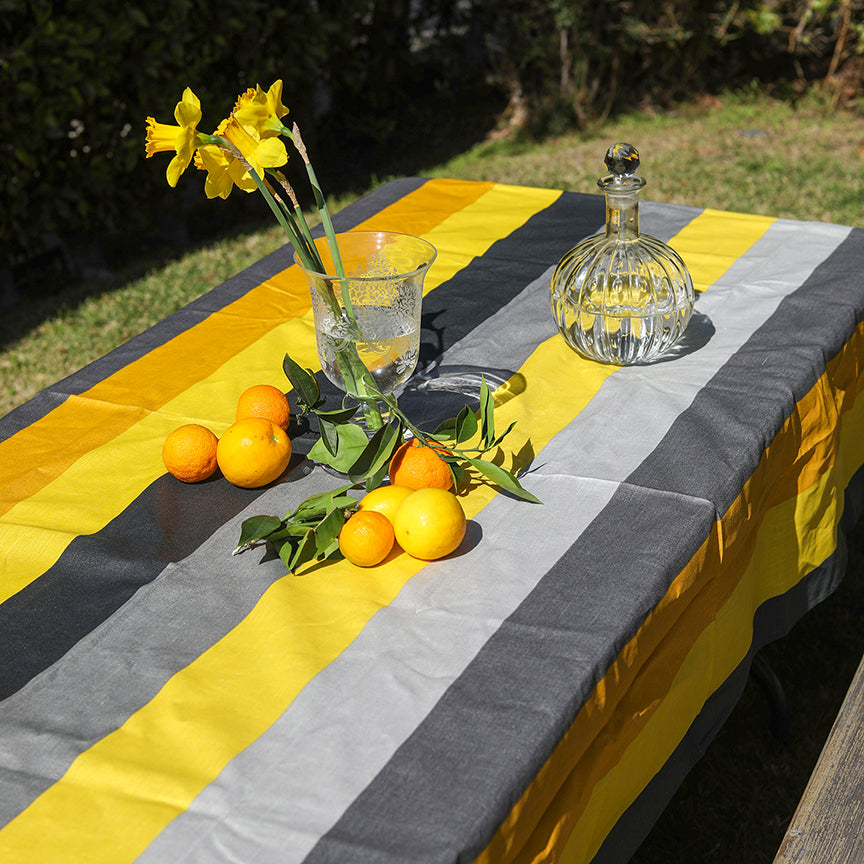 Yellow and Grey Stripes Coated