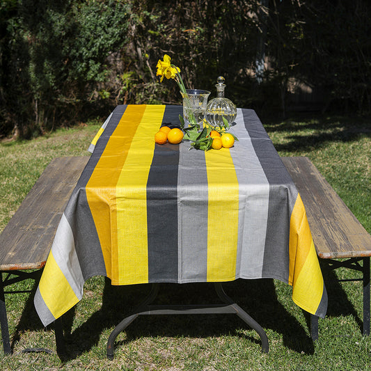 Yellow and Grey Stripes Coated