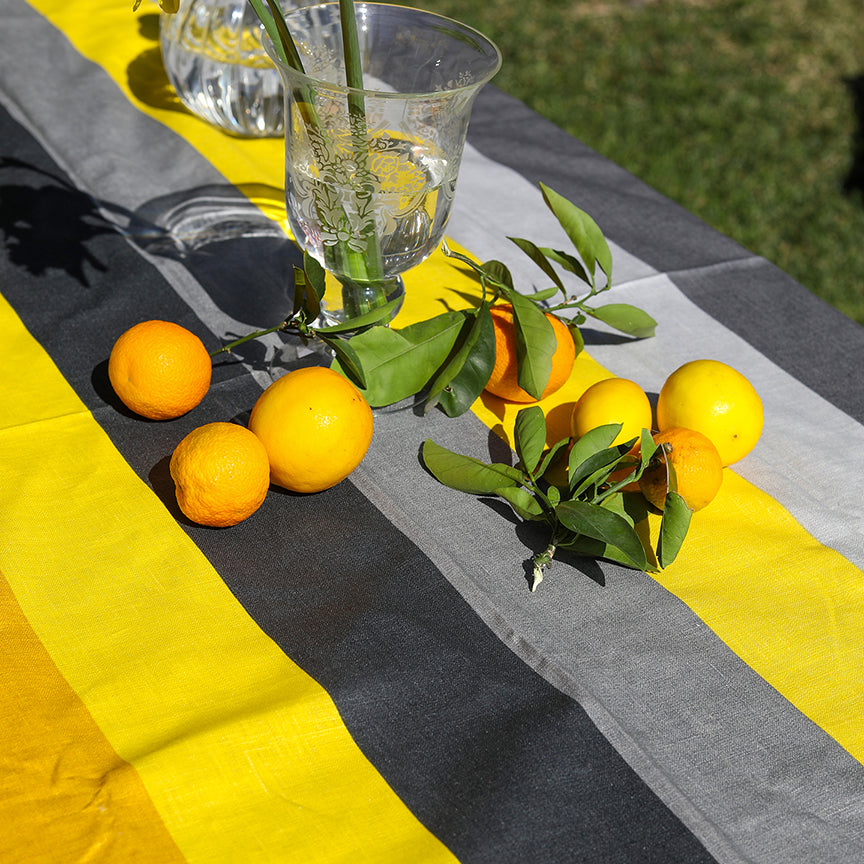 Yellow and Grey Stripes Coated