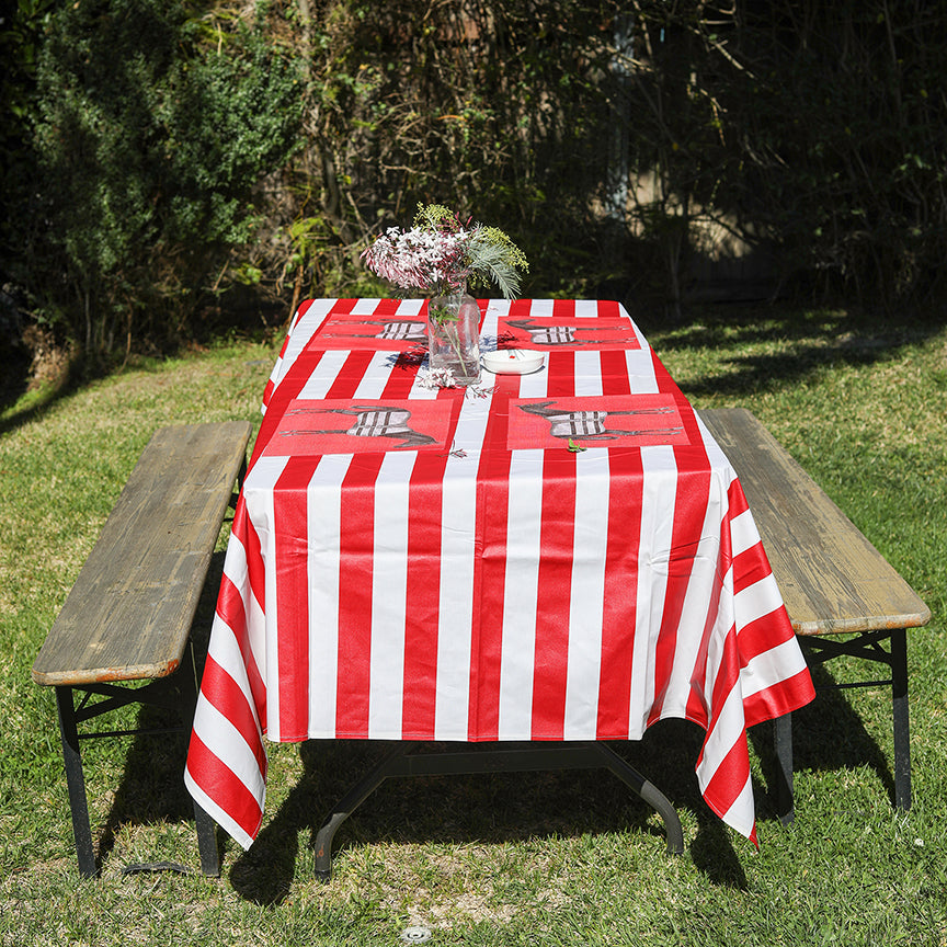 White and Red Stripes Coated