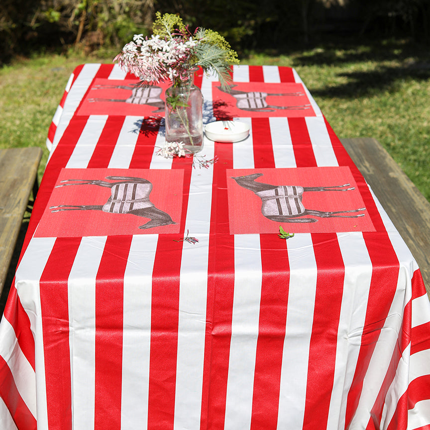 White and Red Stripes Coated