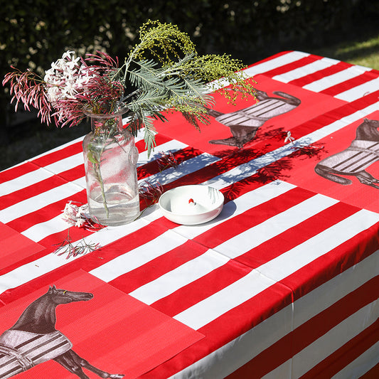 White and Red Stripes Coated