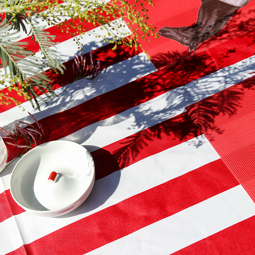 White and Red Stripes Coated