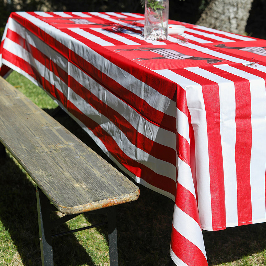 White and Red Stripes Coated