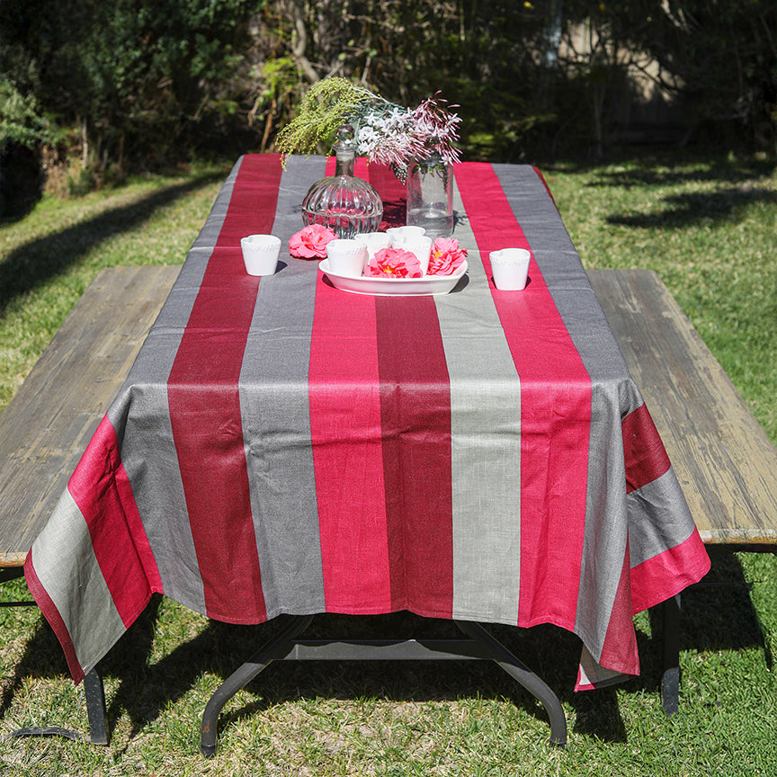 Pink and Grey Stripes Coated