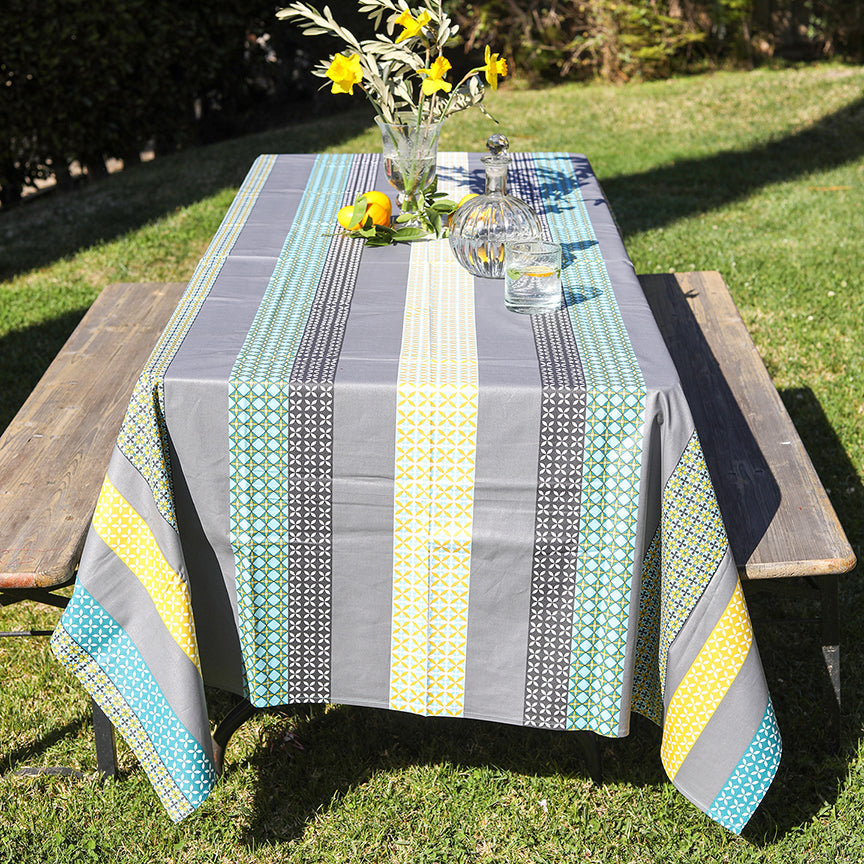 Grey and Yellow Stripes Coated