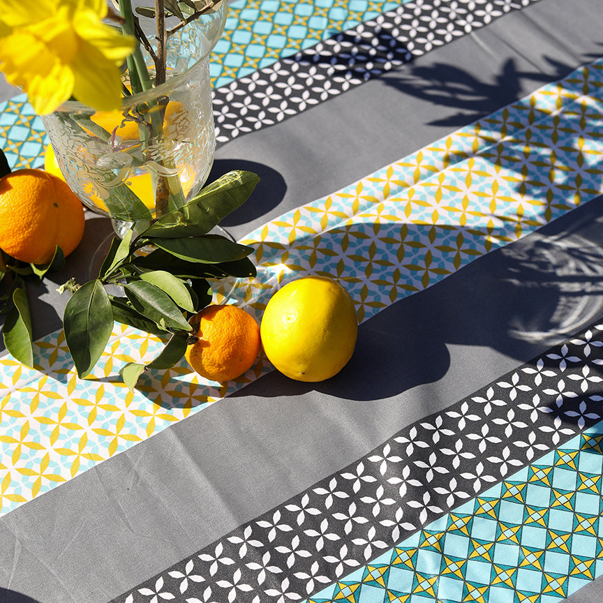 Grey and Yellow Stripes Coated
