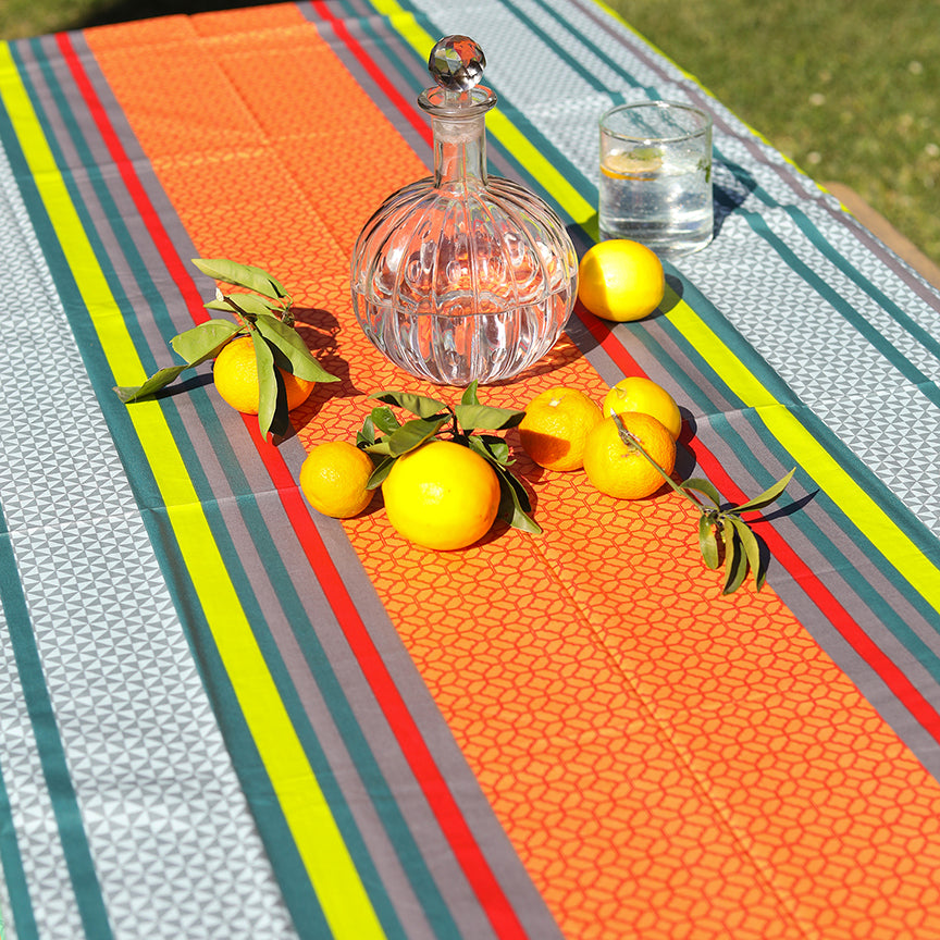 Orange and Blue Stripes Coated