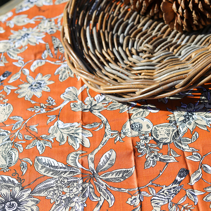 Orange Floral Coated