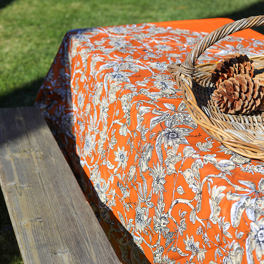 Orange Floral Coated
