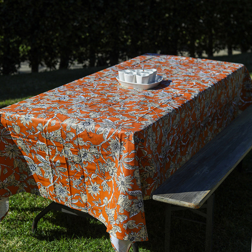 Orange Floral Coated