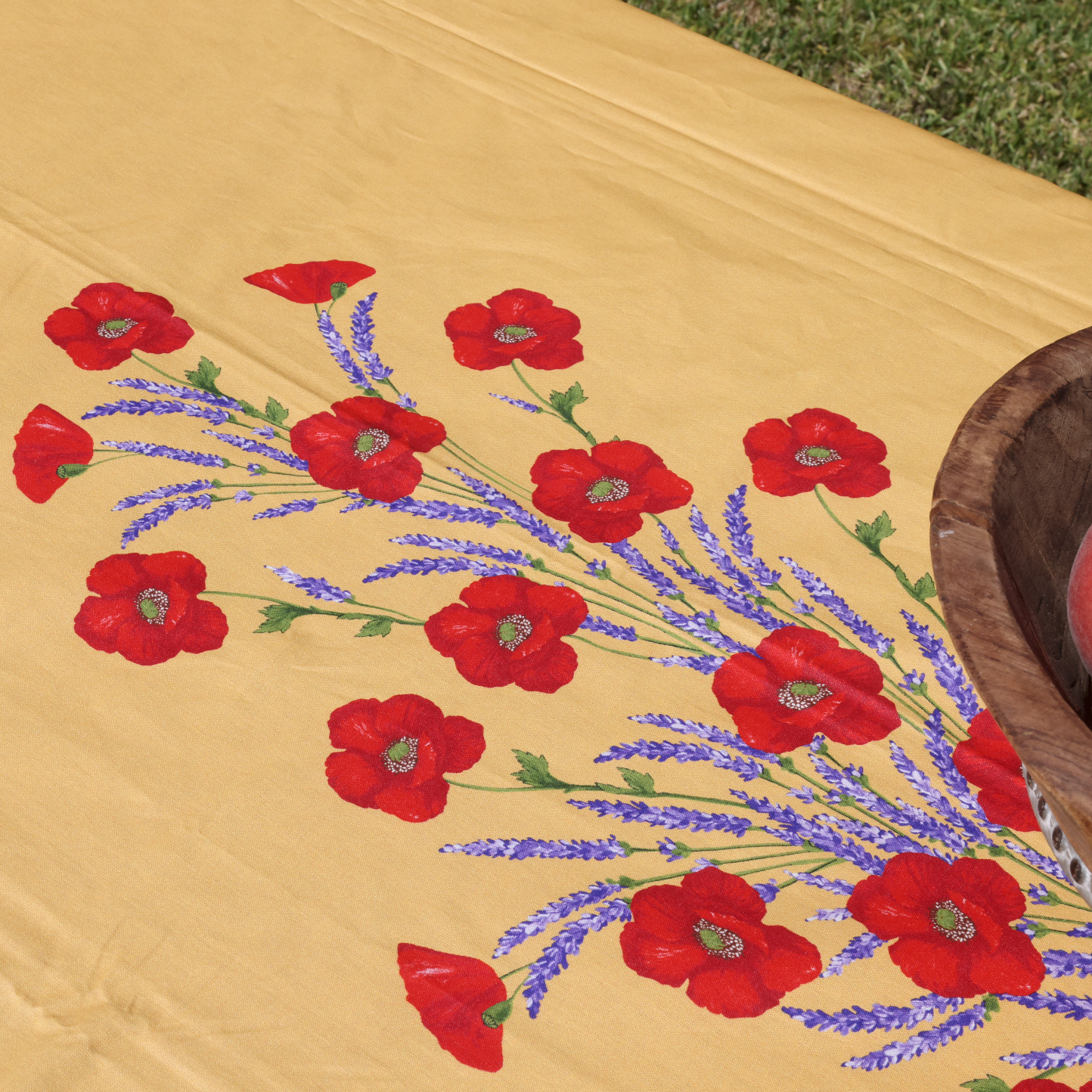 Red Provence Poppies on Yellow Coated