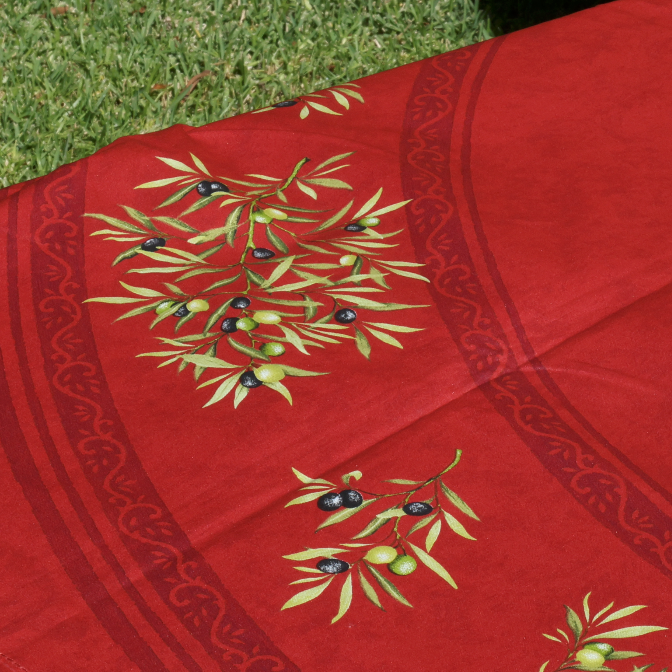 Burgundy Olive Branch Coated