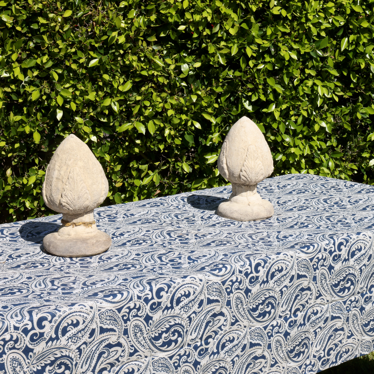 Paisley Blue on Beige Coated