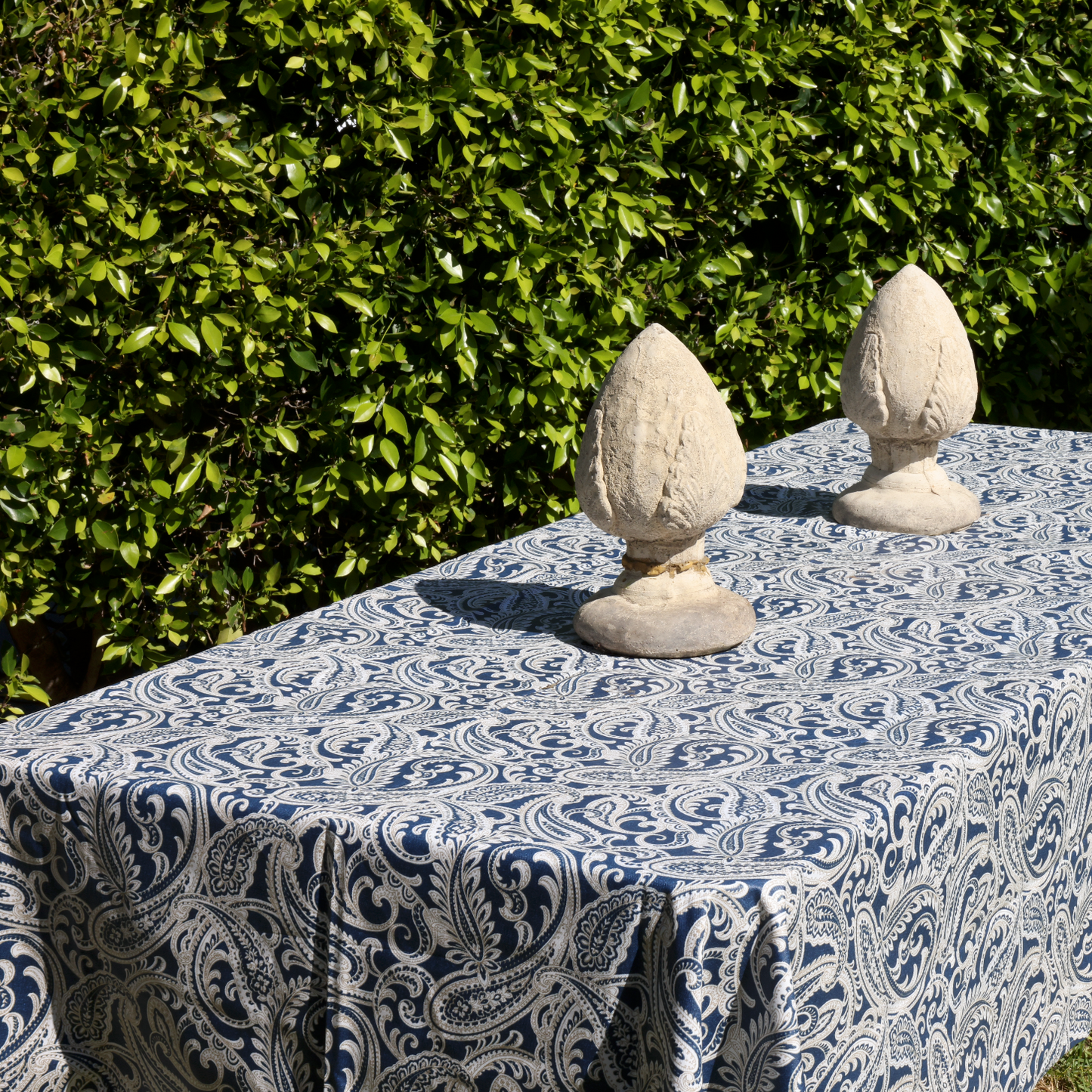 Paisley Blue on Beige Coated
