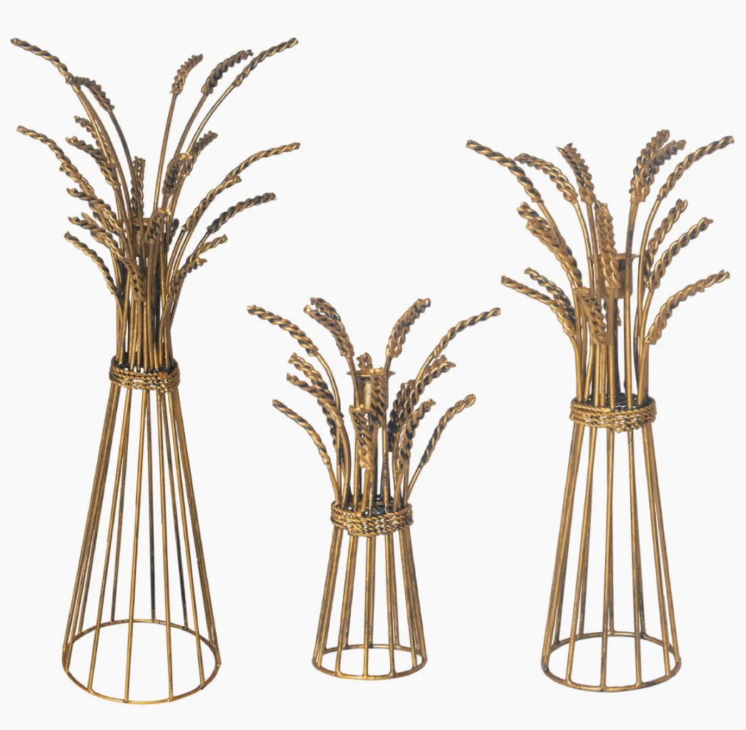 Metal Wheat Taper Candle Holders