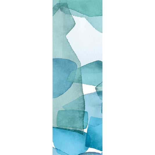 Aqua Mineral watercolor print cotton-linen table runner, full view