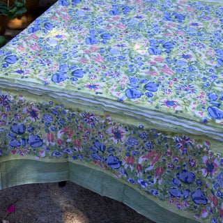 Jardin Blue and Vert Organza