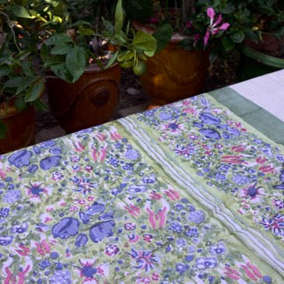 Jardin Blue and Vert Organza