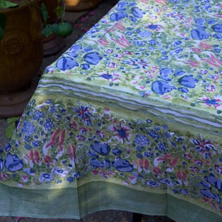 Jardin Blue and Vert Organza