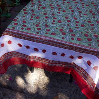 Crocus Red and Green Organza