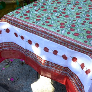 Crocus Red and Green Organza