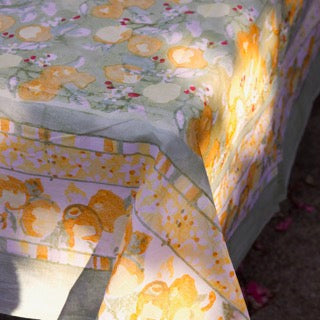 Citron Yellow and Green Organza