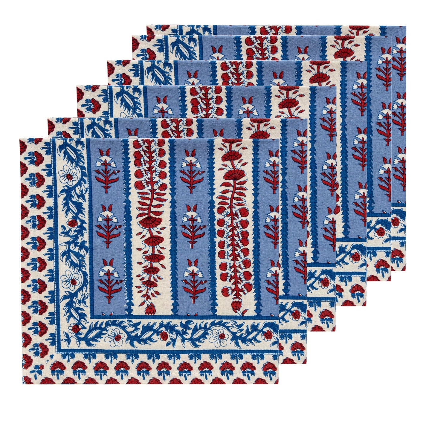 Avignon Napkins Red & Blue (6 ct)