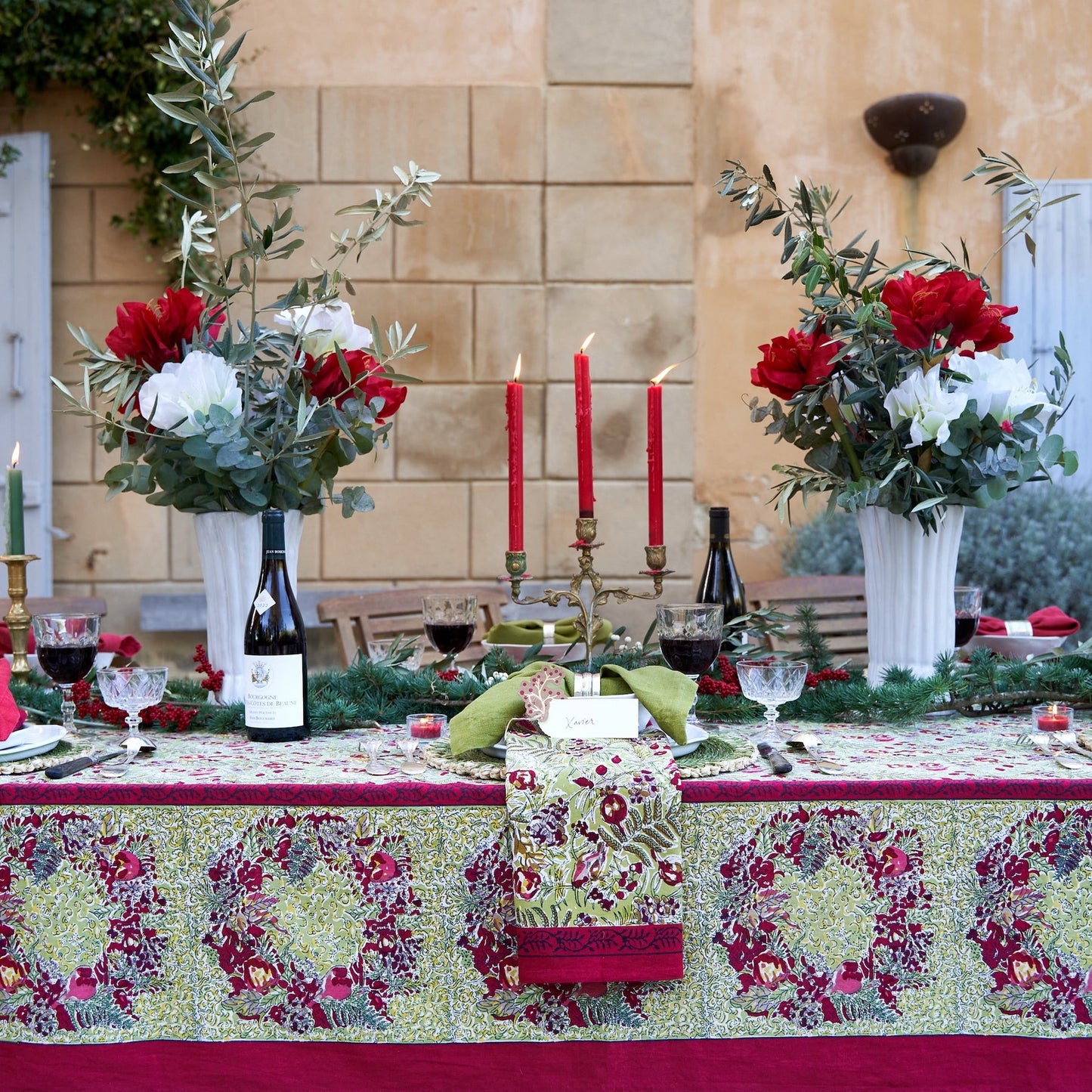 Winter Garden Wreath Red & Green Napkin (6 ct)