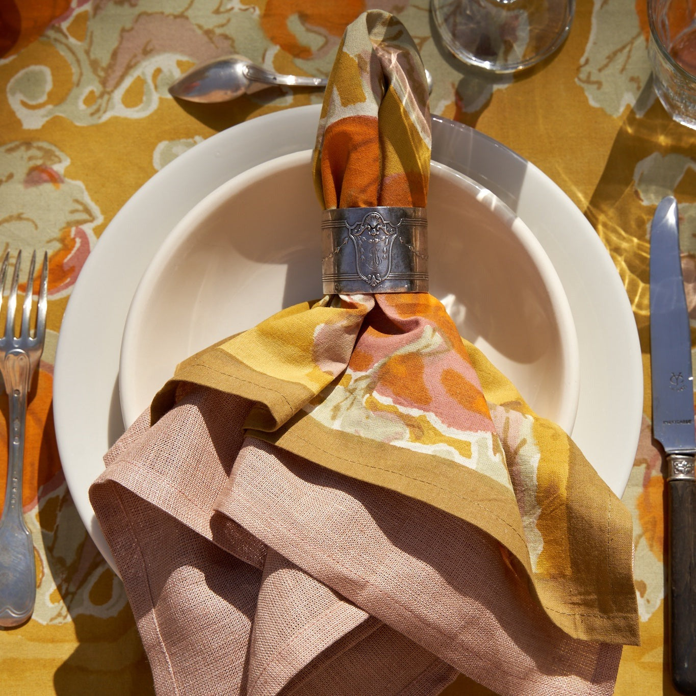 Pumpkin Orange & Mustard Napkin (6 ct)