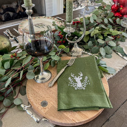 Winter Deer Linen Hand Towel
