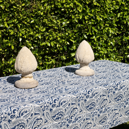 Paisley Blue on Beige Coated