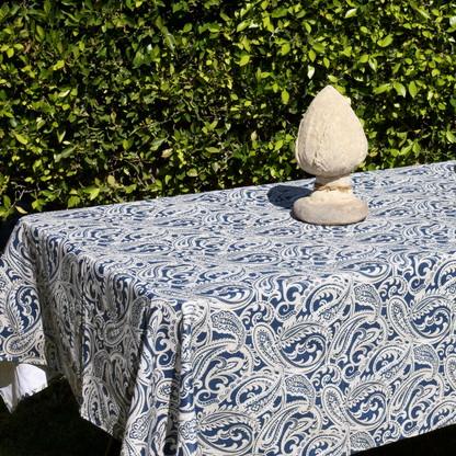 Paisley Blue on Beige Coated