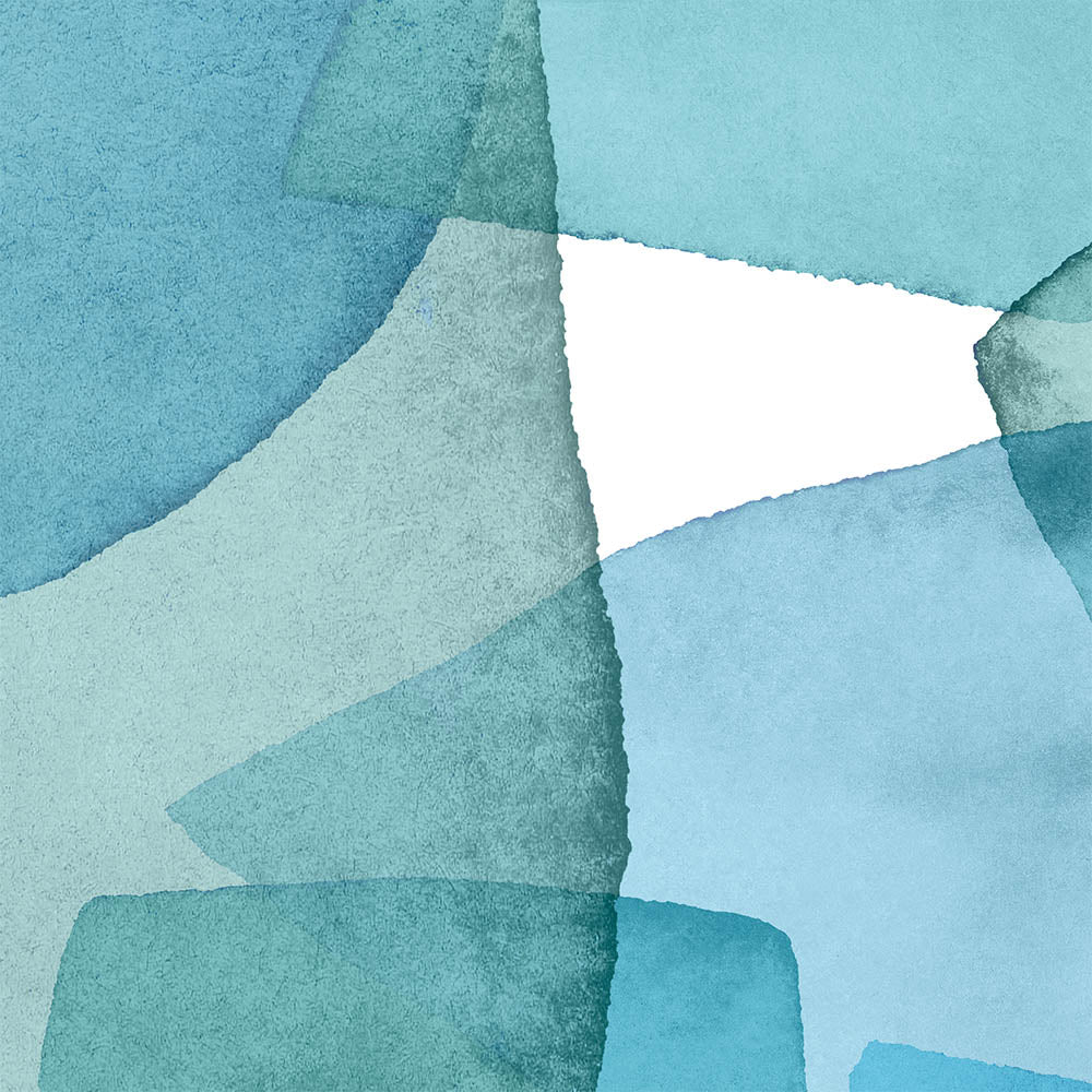 Close-up of Aqua Mineral watercolor print cotton-linen napkin in blue and green tones