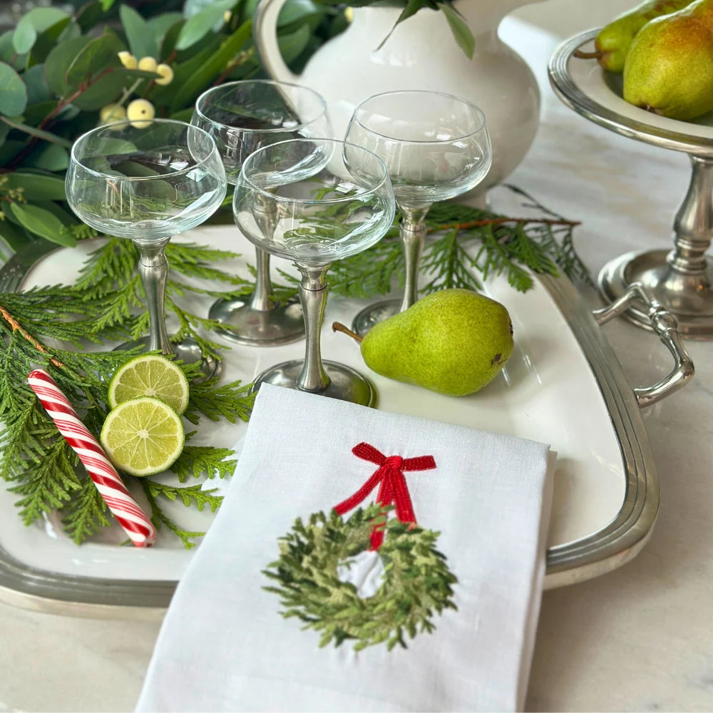 Boxwood Wreath Linen Towel