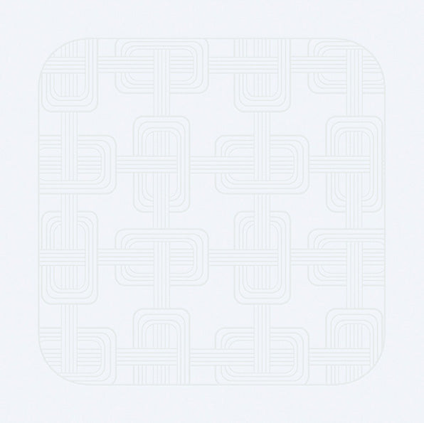 Top-down view of a light greyHôtel Particulier Jacquard linen napkin with an interlocking art deco geometric link pattern woven in cream.