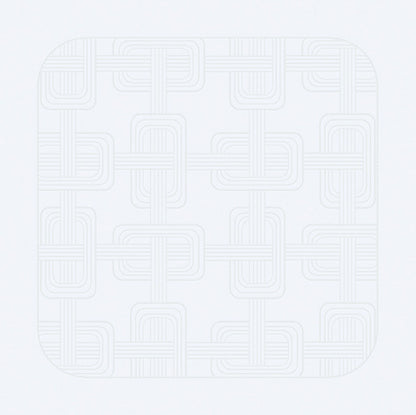 Top-down view of a light greyHôtel Particulier Jacquard linen napkin with an interlocking art deco geometric link pattern woven in cream.
