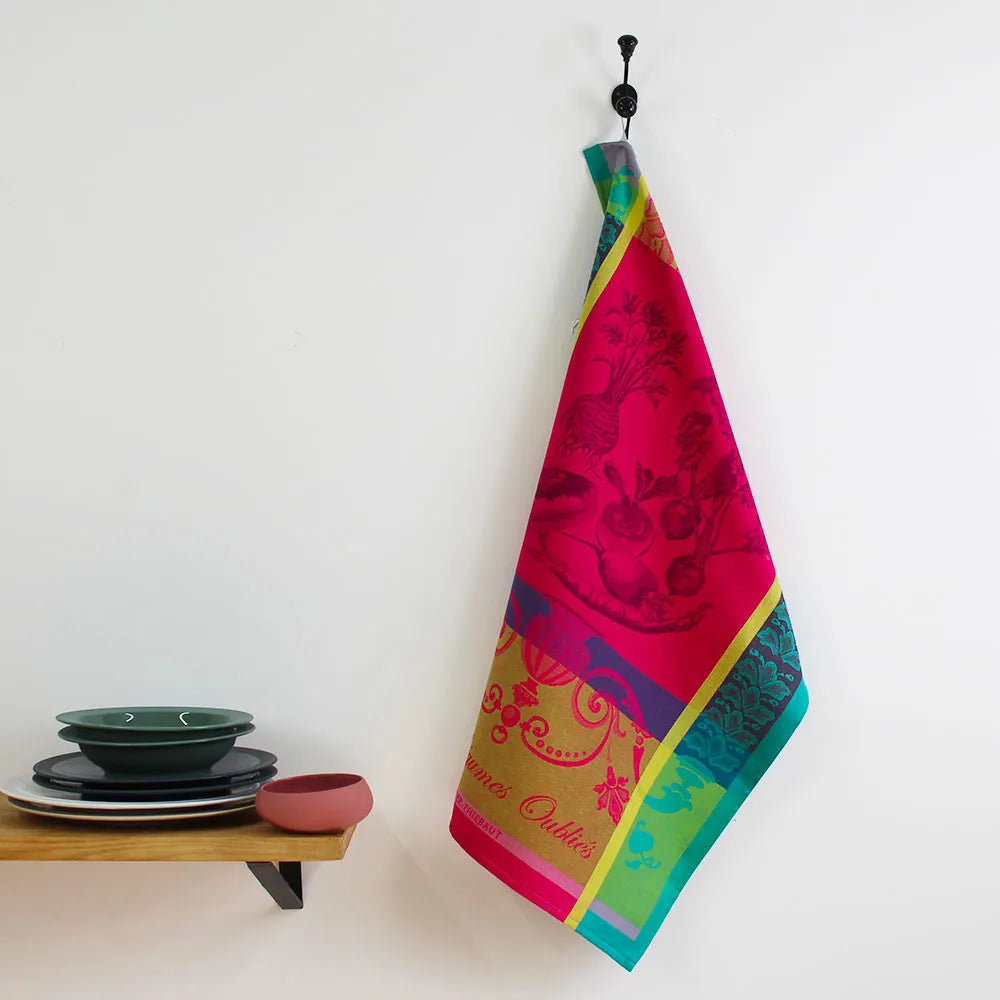 Legumes Oublies Fuchsia Dishtowel